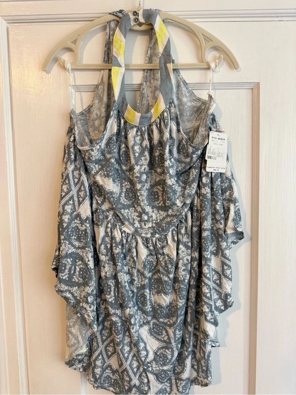 Free People Blue Paisley Halter Tunic Tank